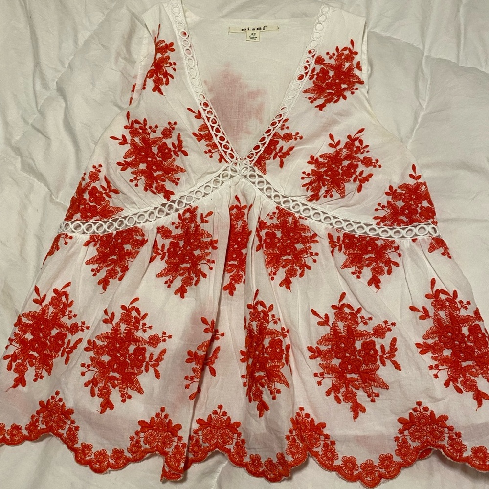 Miami Embroidered Flounce Tank Top
